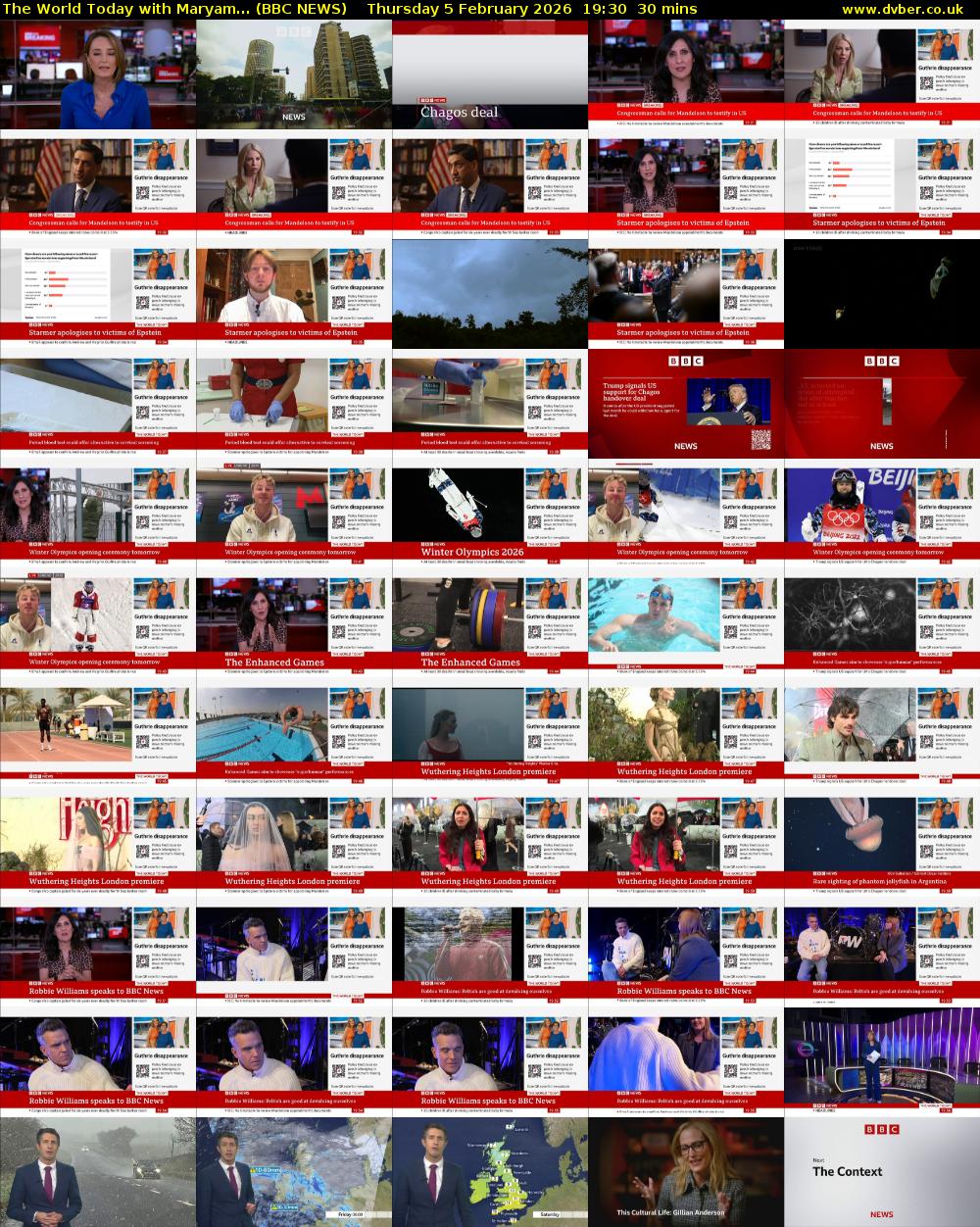 The World Today with Maryam... (BBC NEWS) Thursday 5 February 2026 19:30 - 20:00