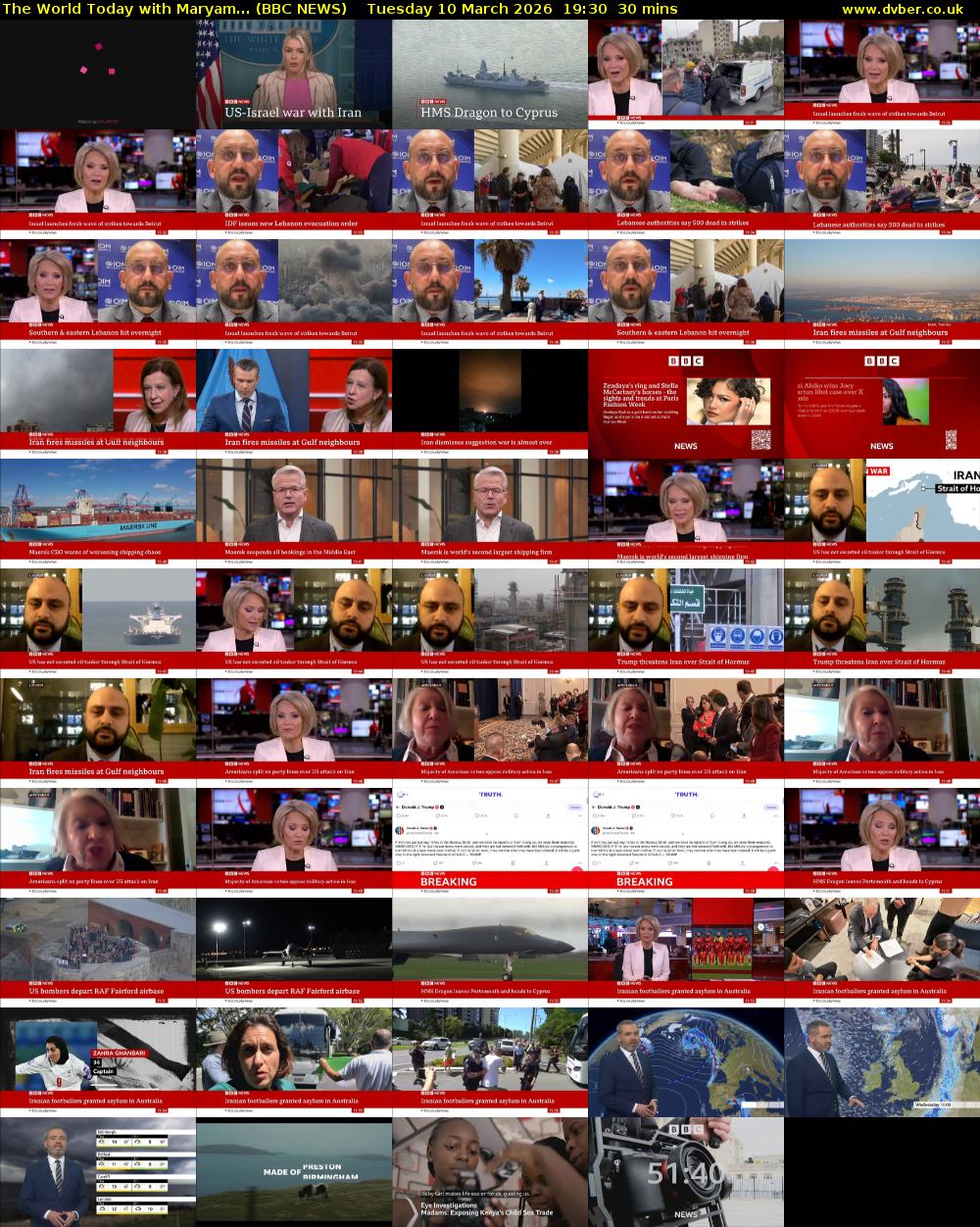 The World Today with Maryam... (BBC NEWS) Tuesday 10 March 2026 19:30 - 20:00
