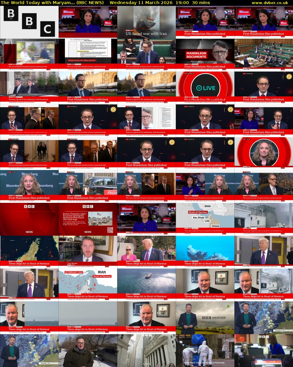 The World Today with Maryam... (BBC NEWS) Wednesday 11 March 2026 19:00 - 19:30