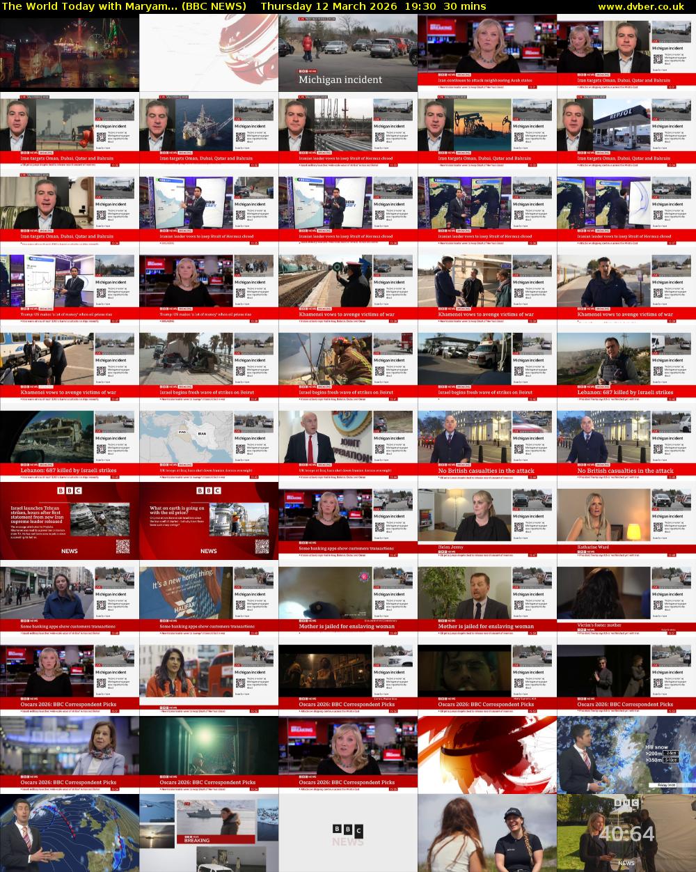 The World Today with Maryam... (BBC NEWS) Thursday 12 March 2026 19:30 - 20:00