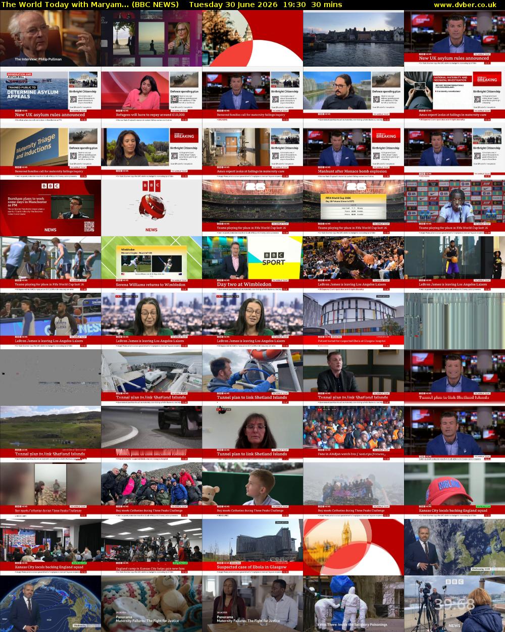 The World Today with Maryam... (BBC NEWS) Tuesday 30 June 2026 19:30 - 20:00