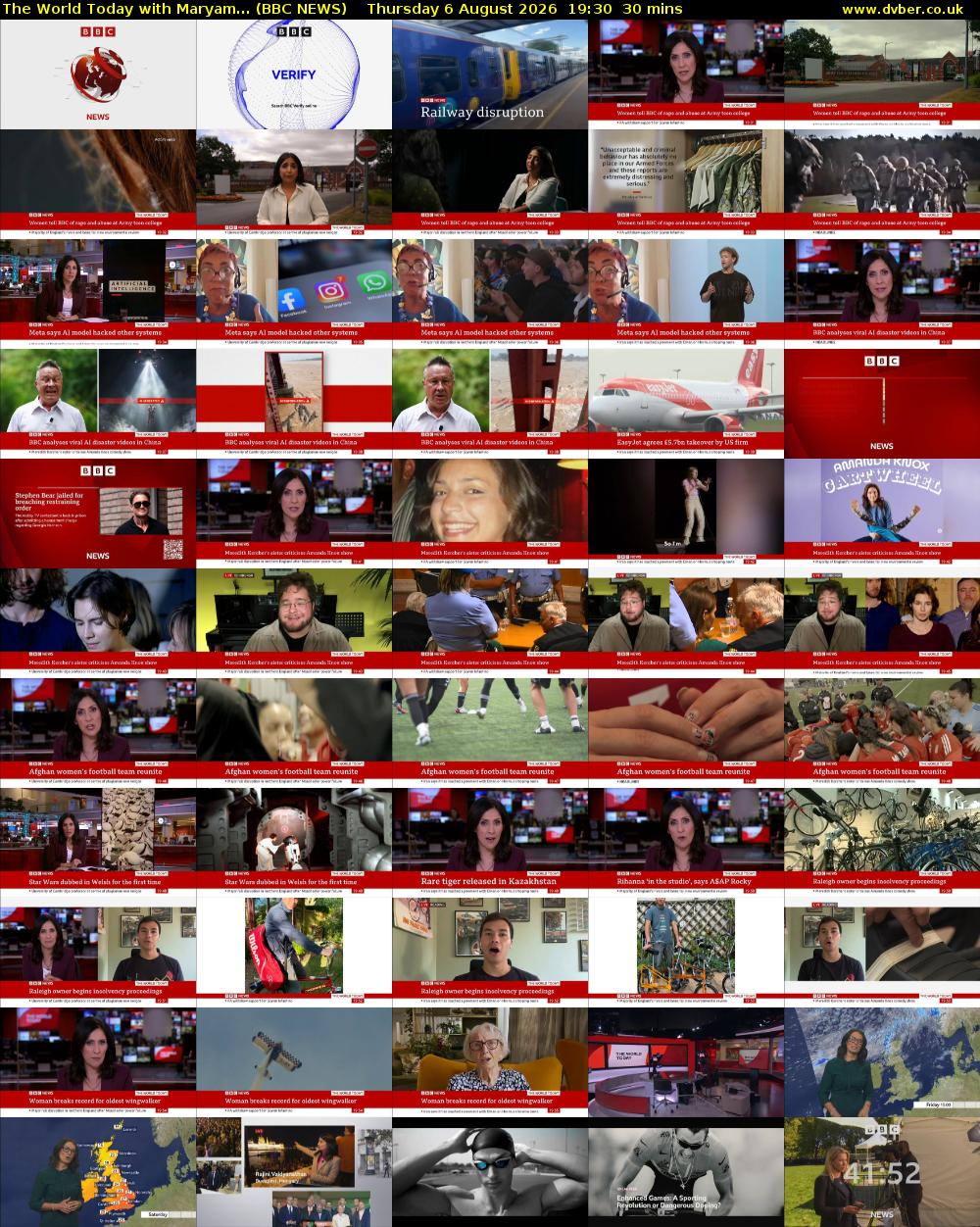 The World Today with Maryam... (BBC NEWS) Thursday 6 August 2026 19:30 - 20:00