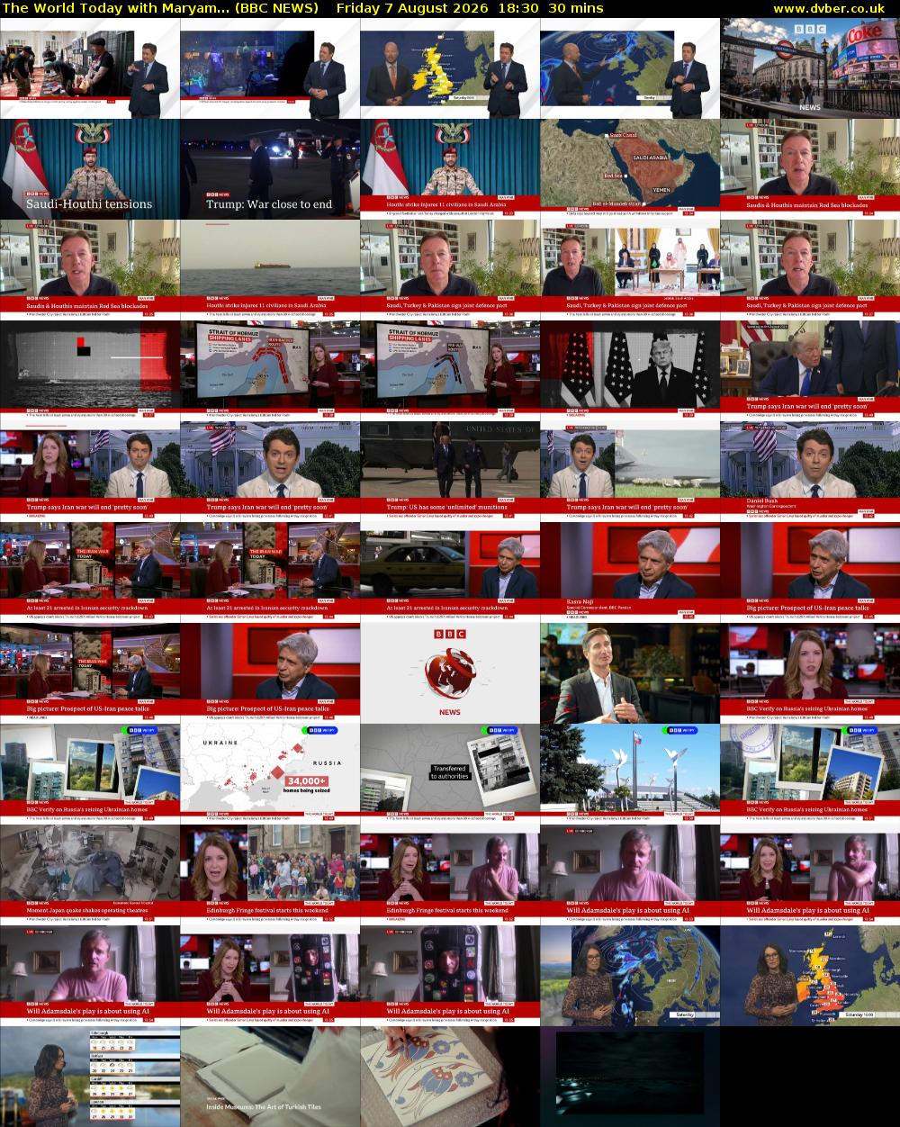 The World Today with Maryam... (BBC NEWS) Friday 7 August 2026 18:30 - 19:00