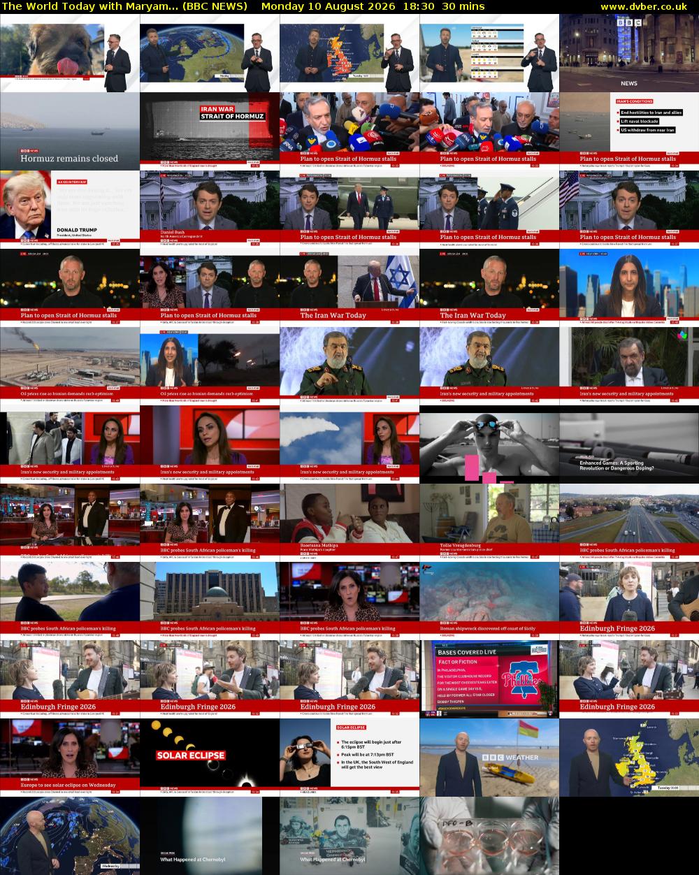 The World Today with Maryam... (BBC NEWS) Monday 10 August 2026 18:30 - 19:00
