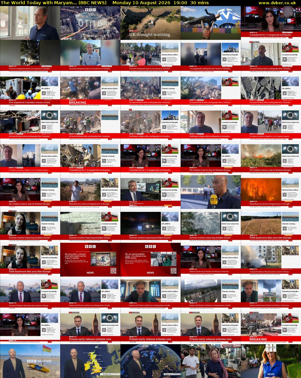 The World Today with Maryam... (BBC NEWS) Monday 10 August 2026 19:00 - 19:30