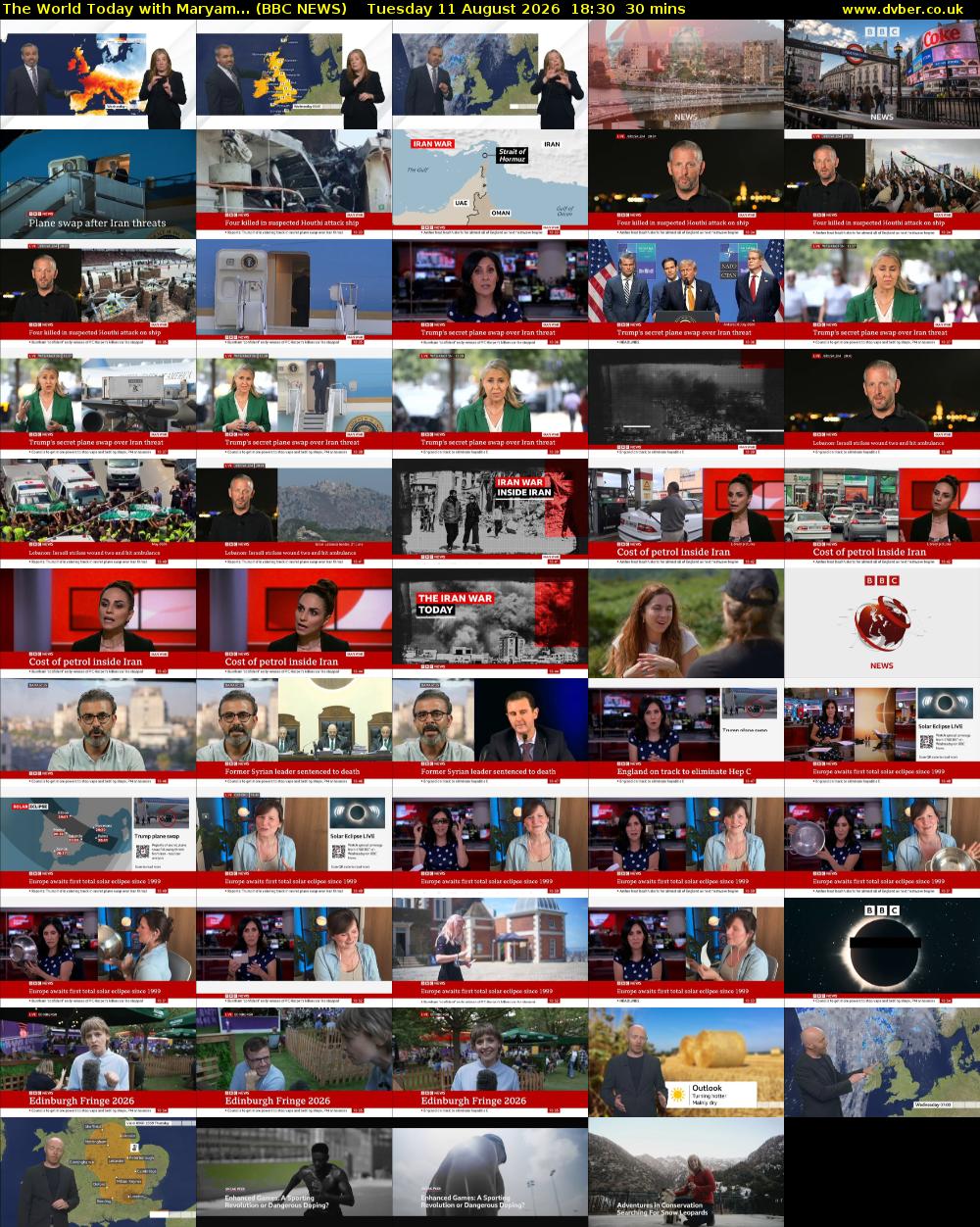 The World Today with Maryam... (BBC NEWS) Tuesday 11 August 2026 18:30 - 19:00