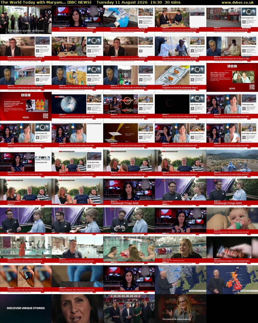 The World Today with Maryam... (BBC NEWS) Tuesday 11 August 2026 19:30 - 20:00