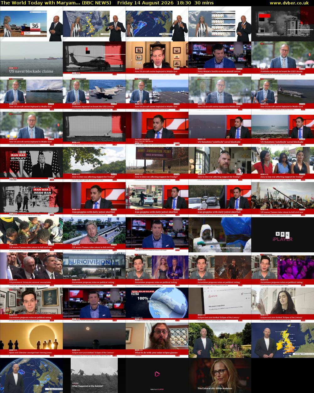 The World Today with Maryam... (BBC NEWS) Friday 14 August 2026 18:30 - 19:00