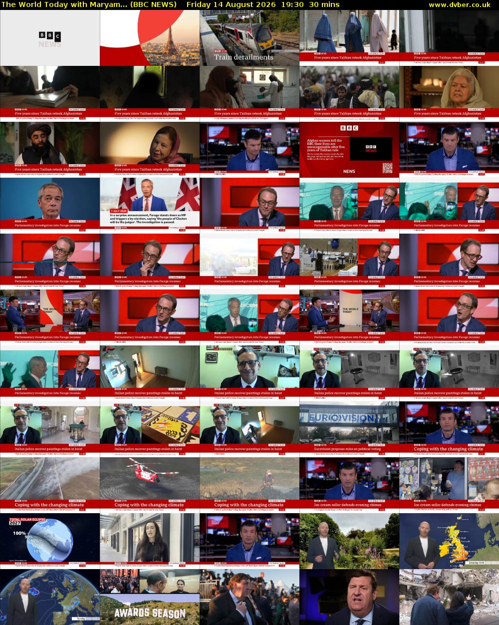 The World Today with Maryam... (BBC NEWS) Friday 14 August 2026 19:30 - 20:00