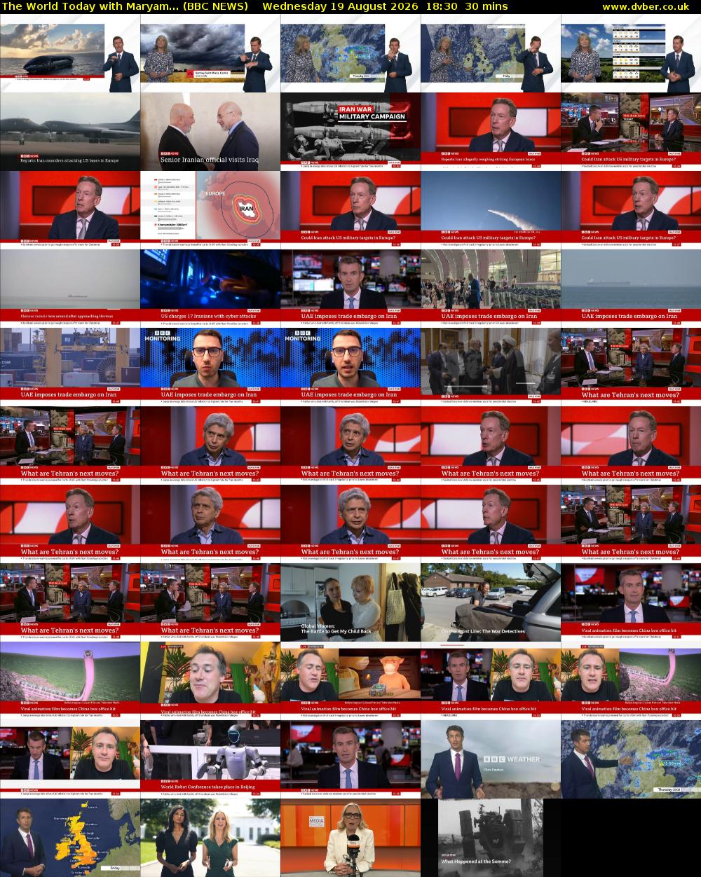 The World Today with Maryam... (BBC NEWS) Wednesday 19 August 2026 18:30 - 19:00