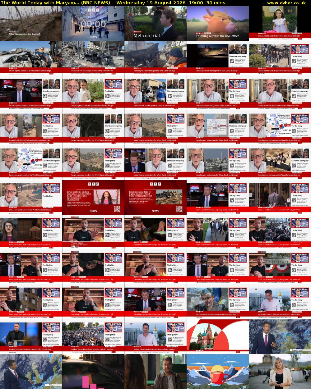 The World Today with Maryam... (BBC NEWS) Wednesday 19 August 2026 19:00 - 19:30