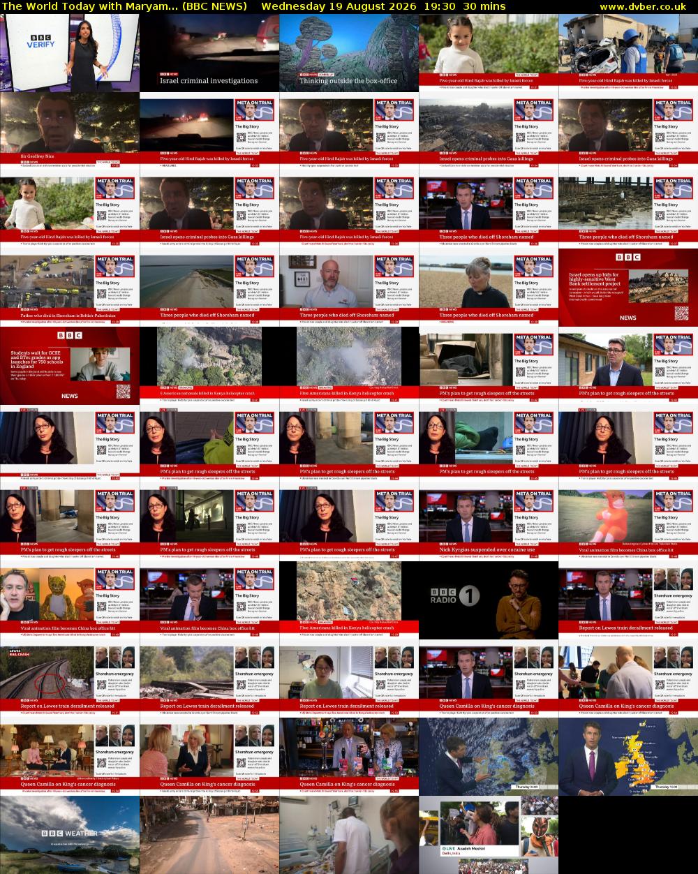 The World Today with Maryam... (BBC NEWS) Wednesday 19 August 2026 19:30 - 20:00