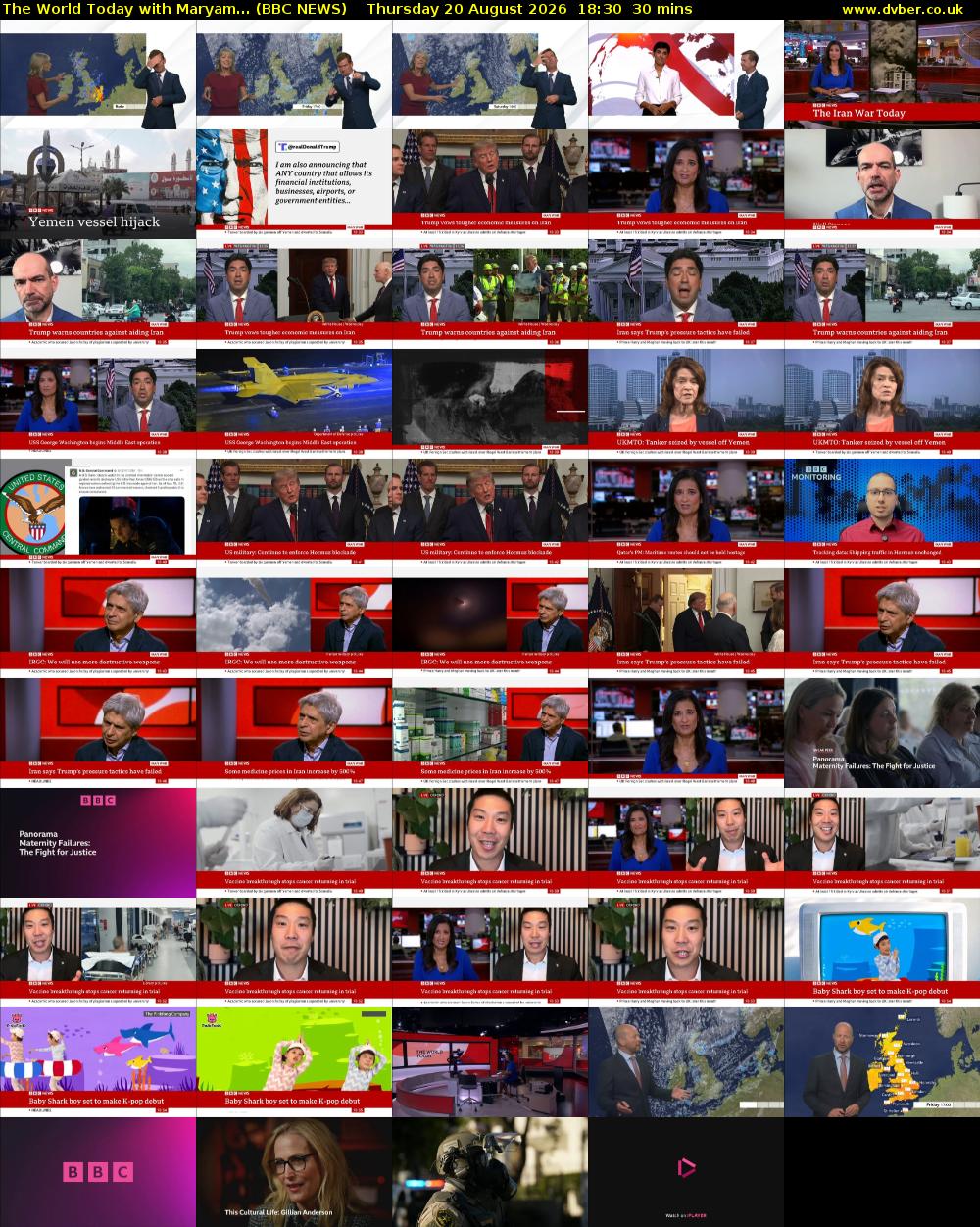 The World Today with Maryam... (BBC NEWS) Thursday 20 August 2026 18:30 - 19:00