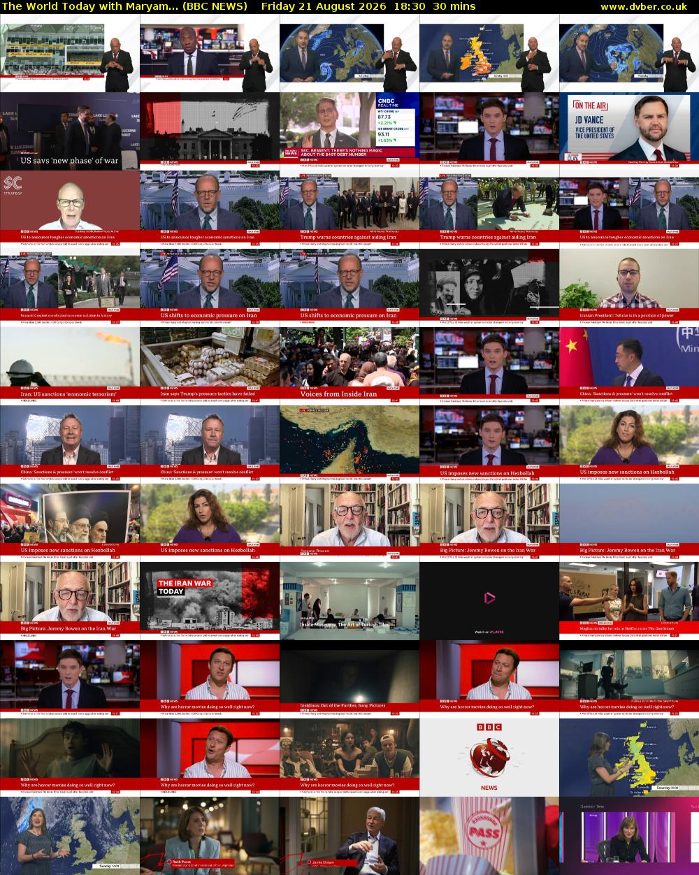 The World Today with Maryam... (BBC NEWS) Friday 21 August 2026 18:30 - 19:00