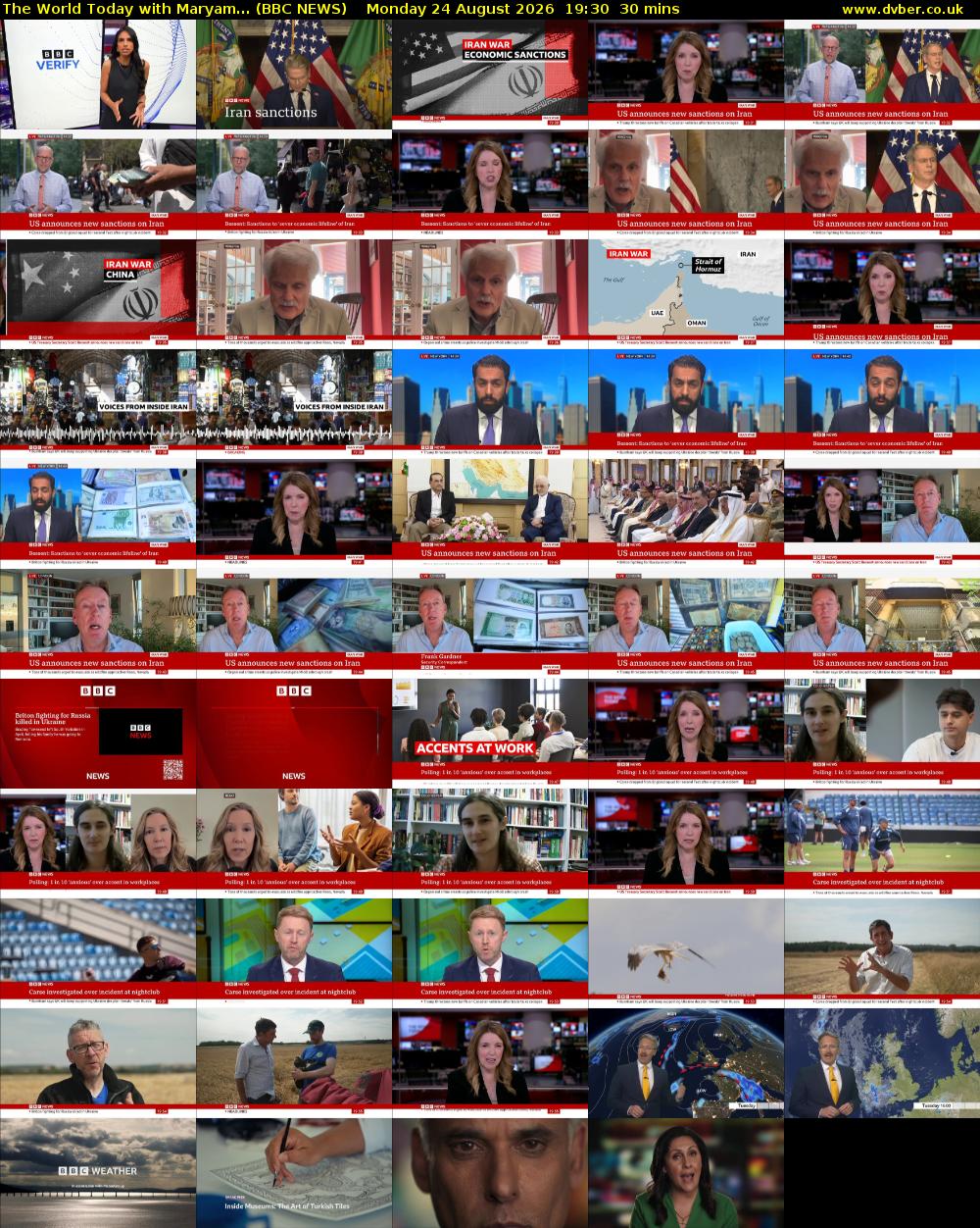 The World Today with Maryam... (BBC NEWS) Monday 24 August 2026 19:30 - 20:00