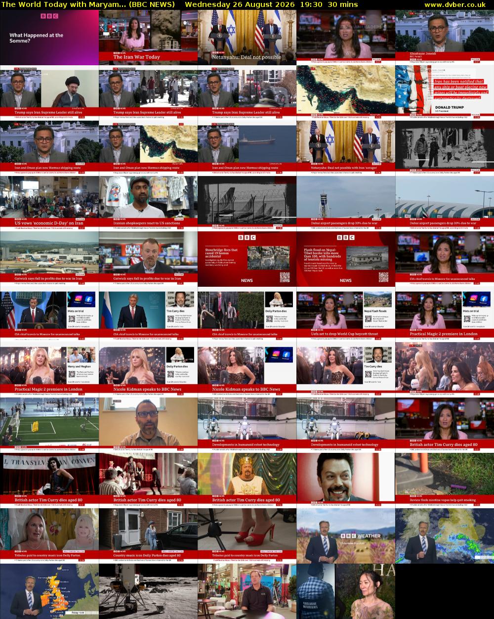 The World Today with Maryam... (BBC NEWS) Wednesday 26 August 2026 19:30 - 20:00