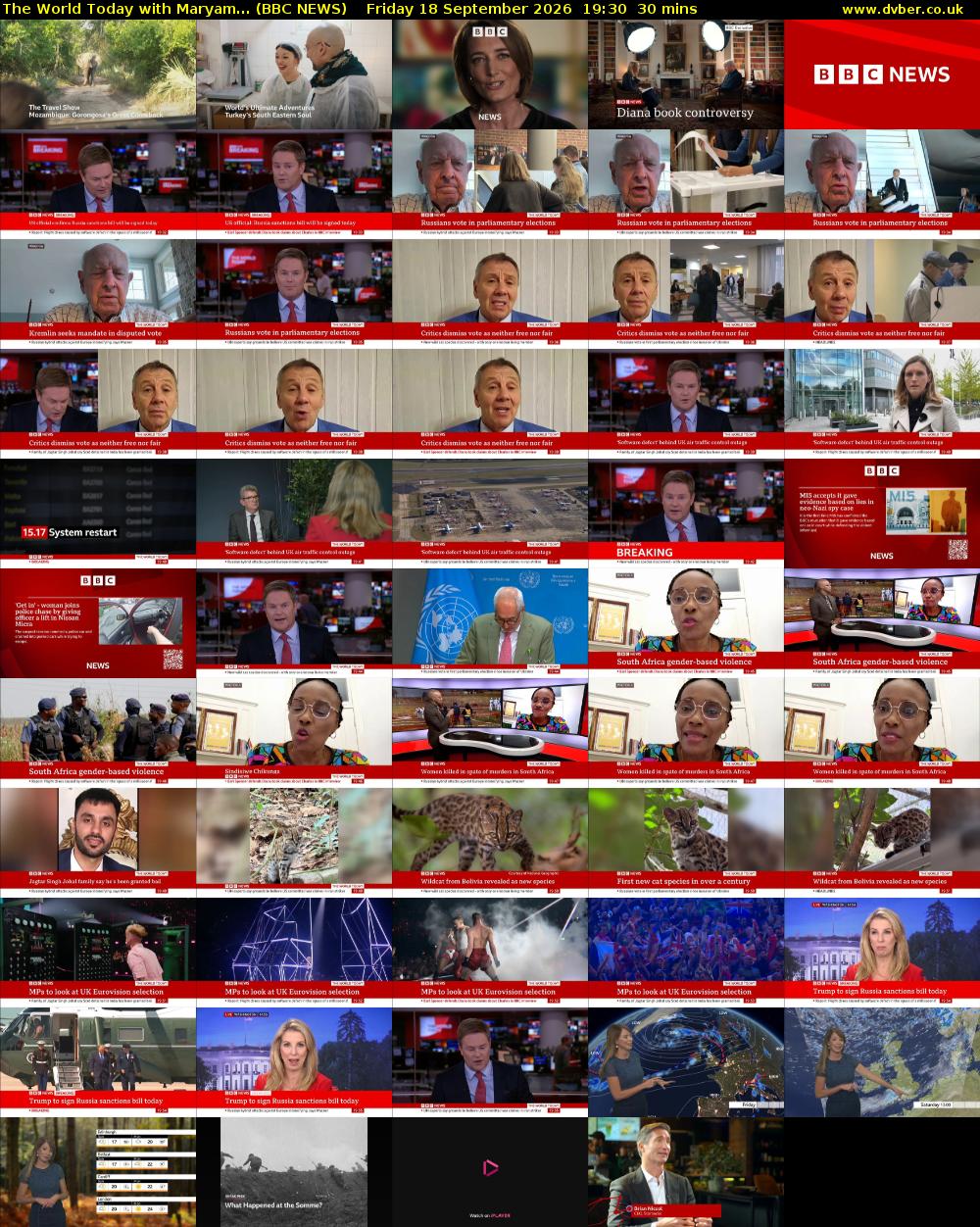 The World Today with Maryam... (BBC NEWS) Friday 18 September 2026 19:30 - 20:00