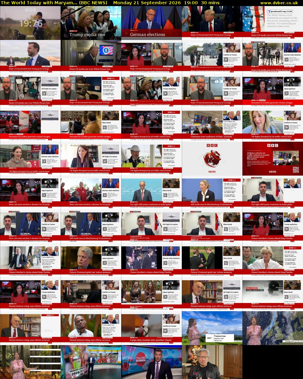The World Today with Maryam... (BBC NEWS) Monday 21 September 2026 19:00 - 19:30