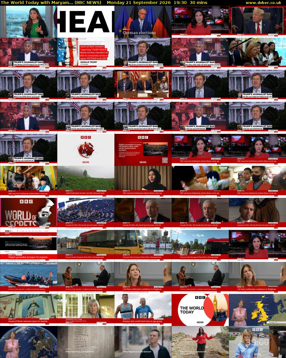 The World Today with Maryam... (BBC NEWS) Monday 21 September 2026 19:30 - 20:00