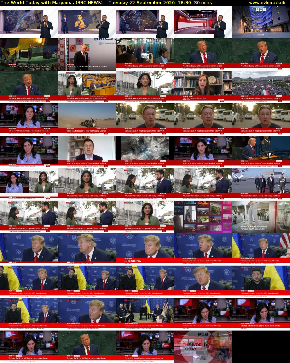 The World Today with Maryam... (BBC NEWS) Tuesday 22 September 2026 18:30 - 19:00
