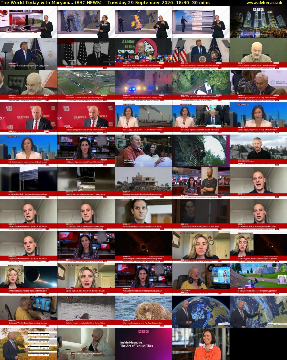The World Today with Maryam... (BBC NEWS) Tuesday 29 September 2026 18:30 - 19:00