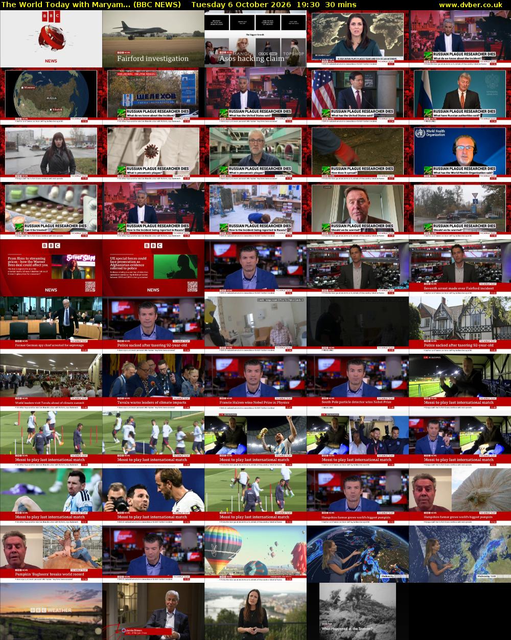 The World Today with Maryam... (BBC NEWS) Tuesday 6 October 2026 19:30 - 20:00