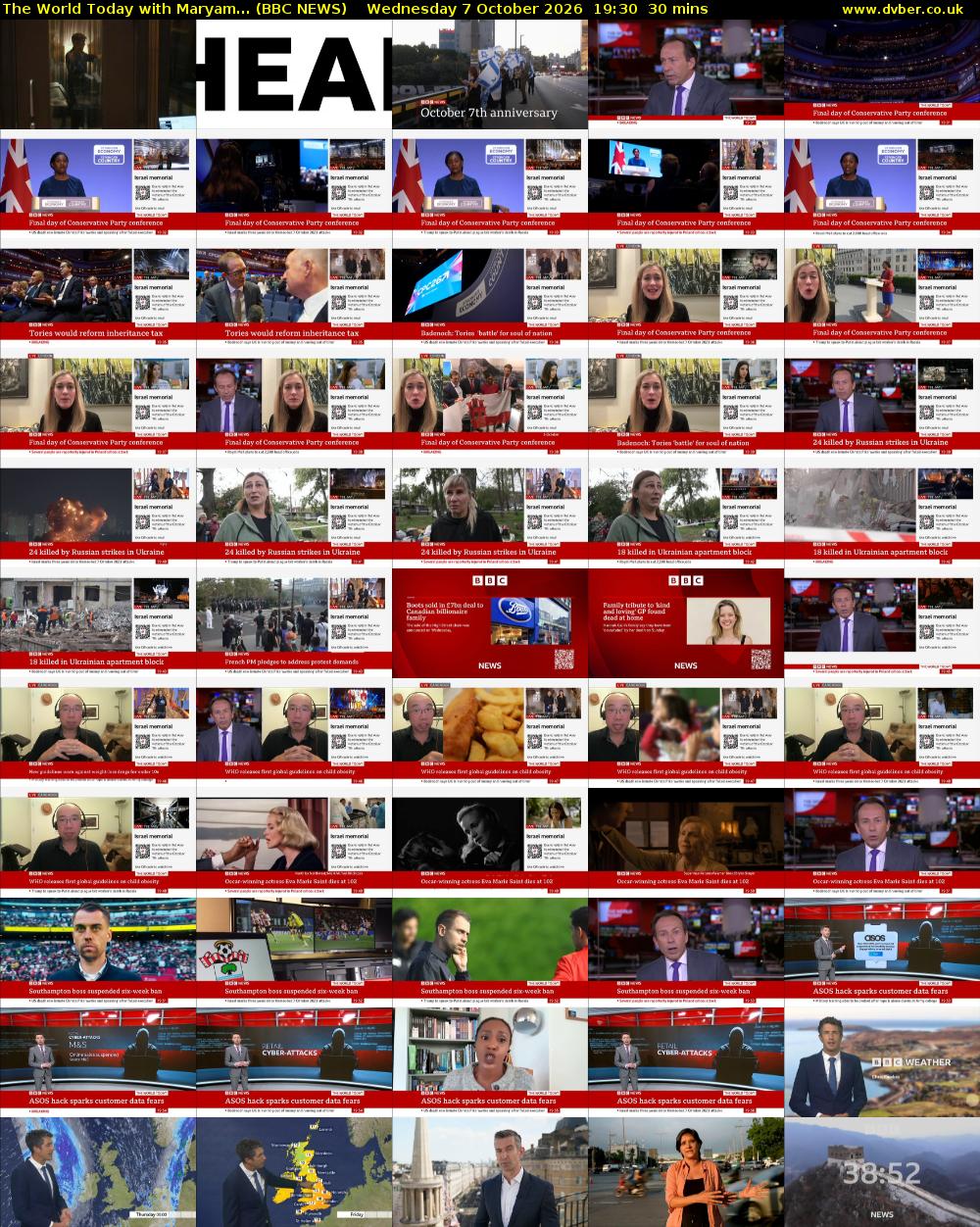 The World Today with Maryam... (BBC NEWS) Wednesday 7 October 2026 19:30 - 20:00