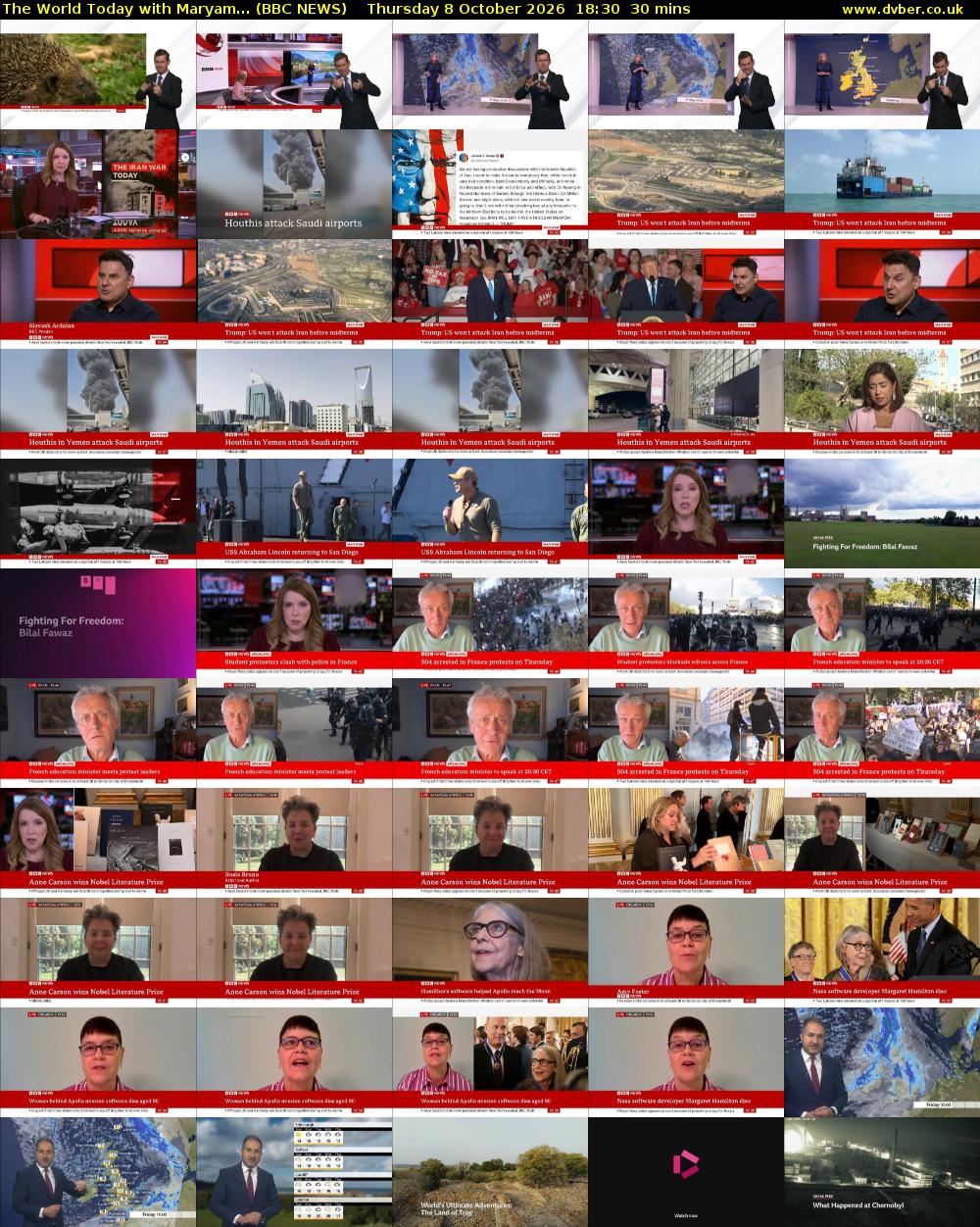 The World Today with Maryam... (BBC NEWS) Thursday 8 October 2026 18:30 - 19:00