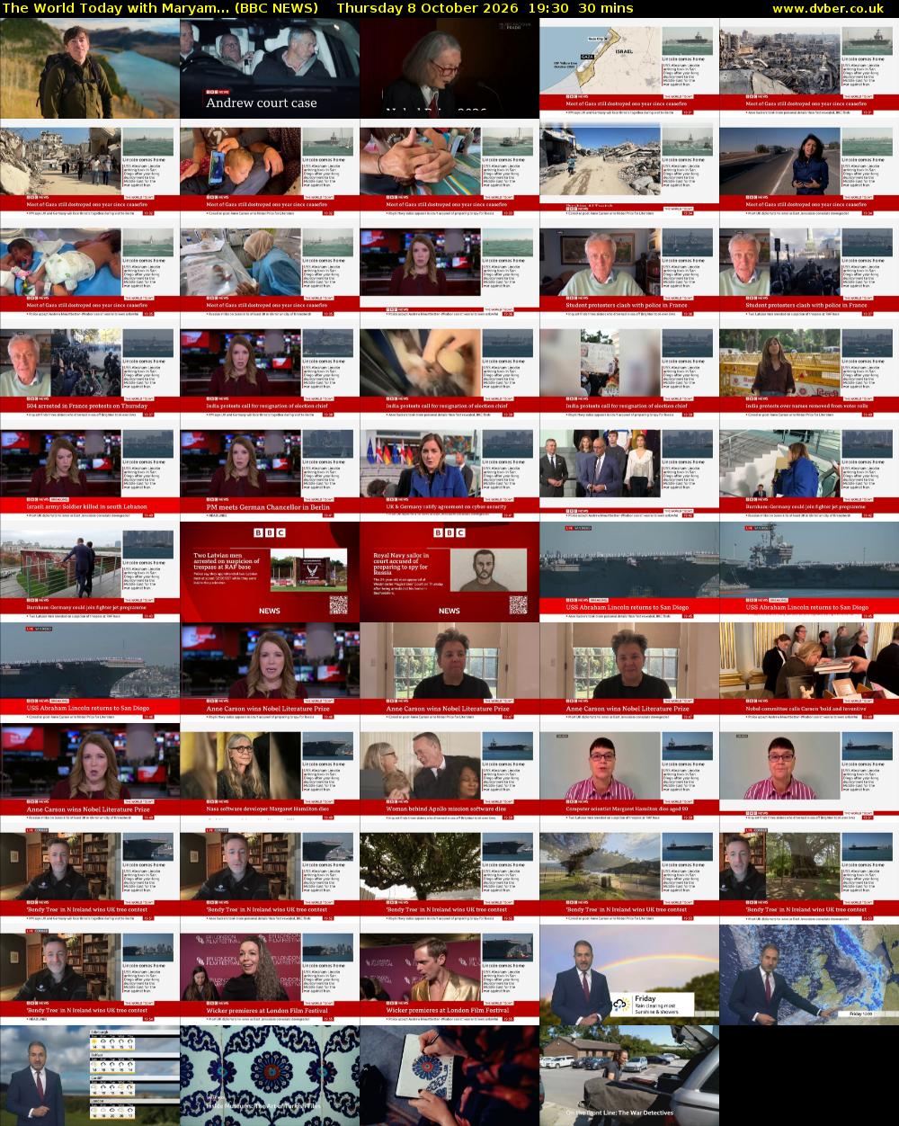 The World Today with Maryam... (BBC NEWS) Thursday 8 October 2026 19:30 - 20:00