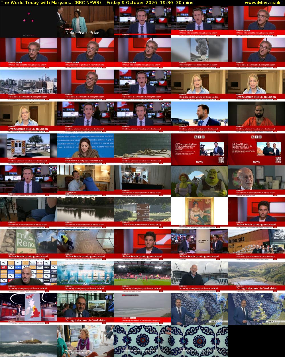 The World Today with Maryam... (BBC NEWS) Friday 9 October 2026 19:30 - 20:00