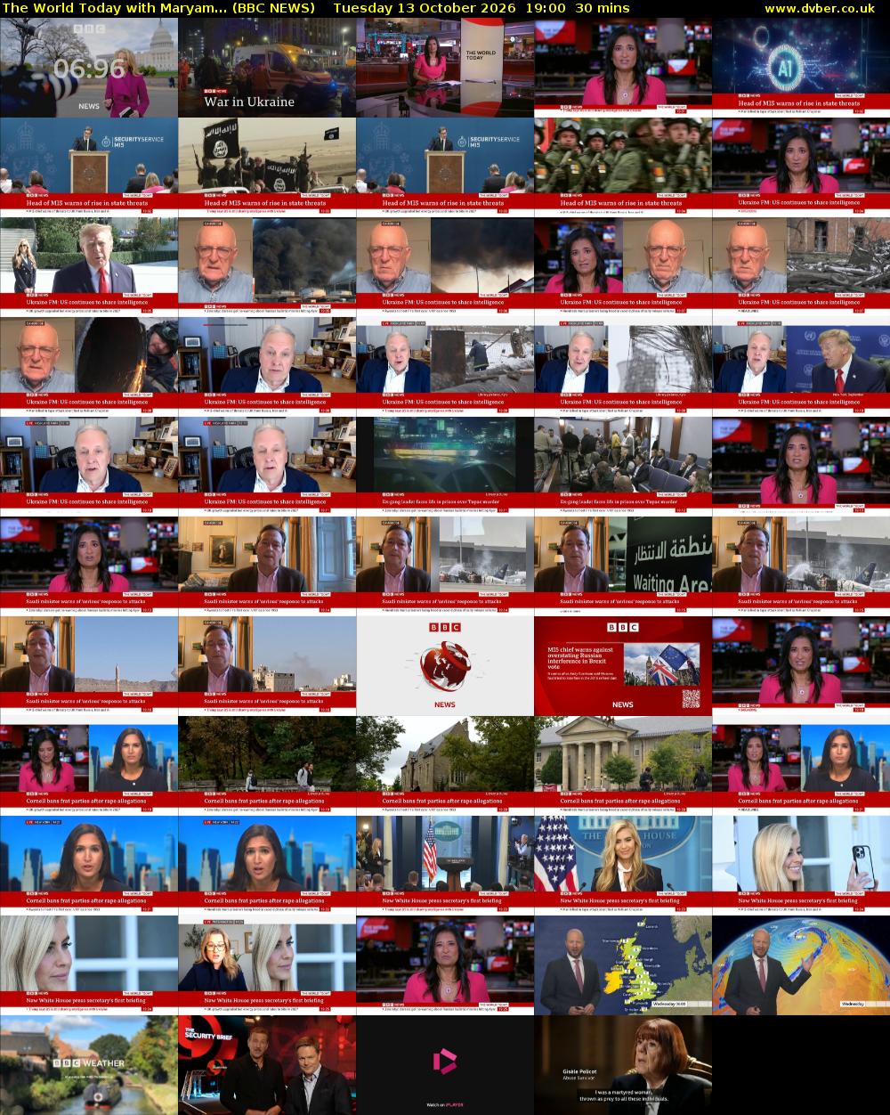The World Today with Maryam... (BBC NEWS) Tuesday 13 October 2026 19:00 - 19:30