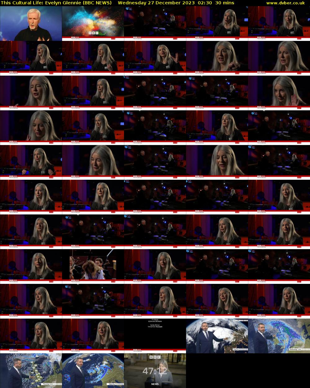 This Cultural Life: Evelyn Glennie (BBC NEWS) Wednesday 27 December 2023 02:30 - 03:00
