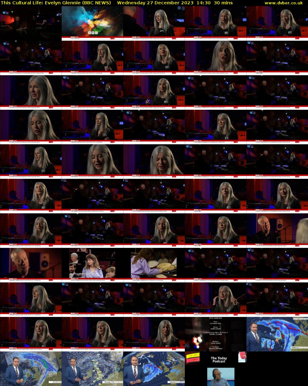This Cultural Life: Evelyn Glennie (BBC NEWS) Wednesday 27 December 2023 14:30 - 15:00