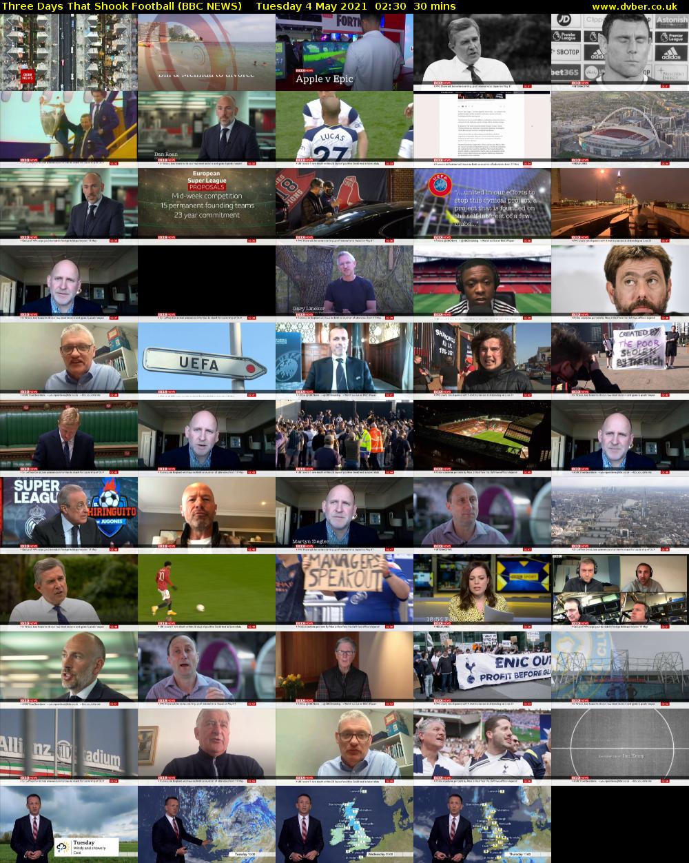 Three Days That Shook Football (BBC NEWS) Tuesday 4 May 2021 02:30 - 03:00