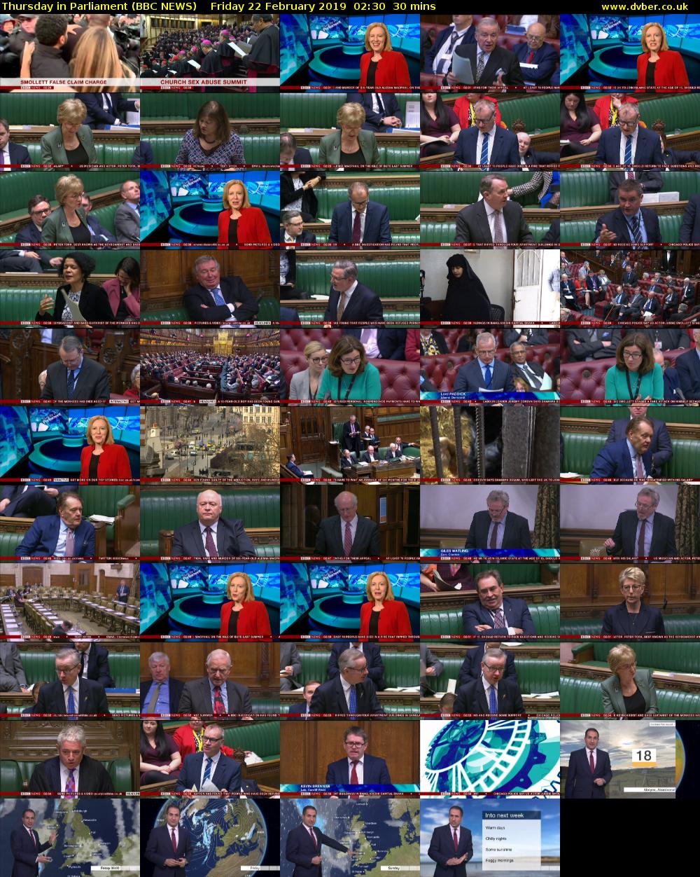 Thursday in Parliament (BBC NEWS) Friday 22 February 2019 02:30 - 03:00