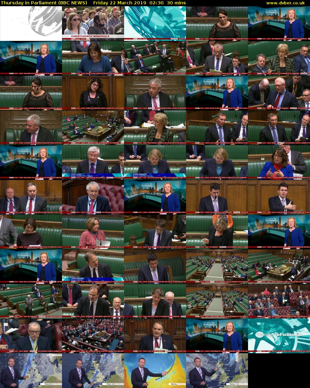Thursday in Parliament (BBC NEWS) Friday 22 March 2019 02:30 - 03:00