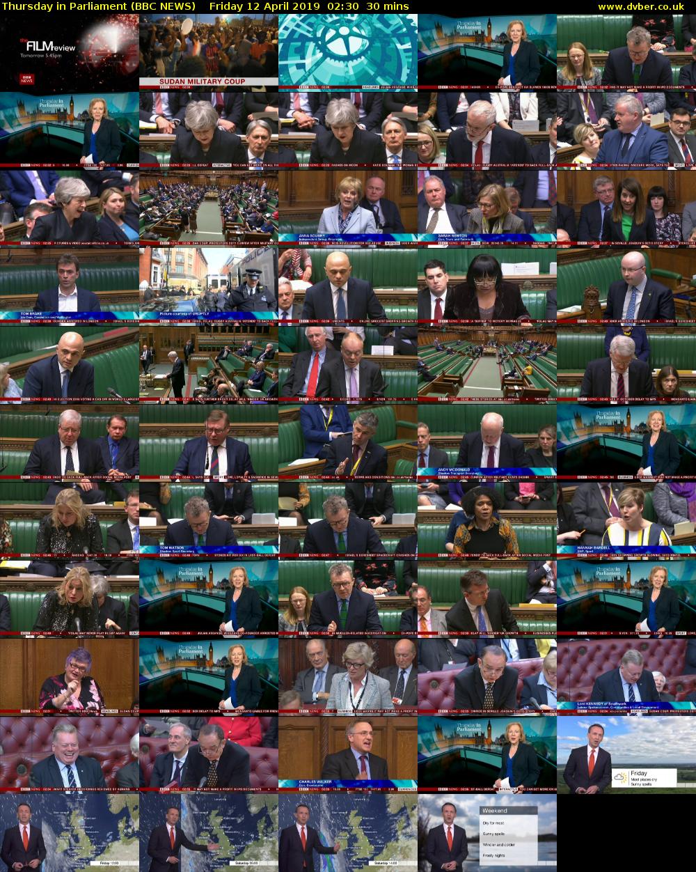 Thursday in Parliament (BBC NEWS) Friday 12 April 2019 02:30 - 03:00