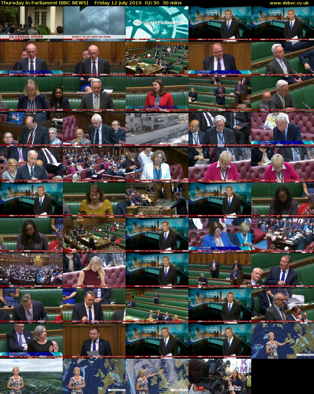 Thursday in Parliament (BBC NEWS) Friday 12 July 2019 02:30 - 03:00