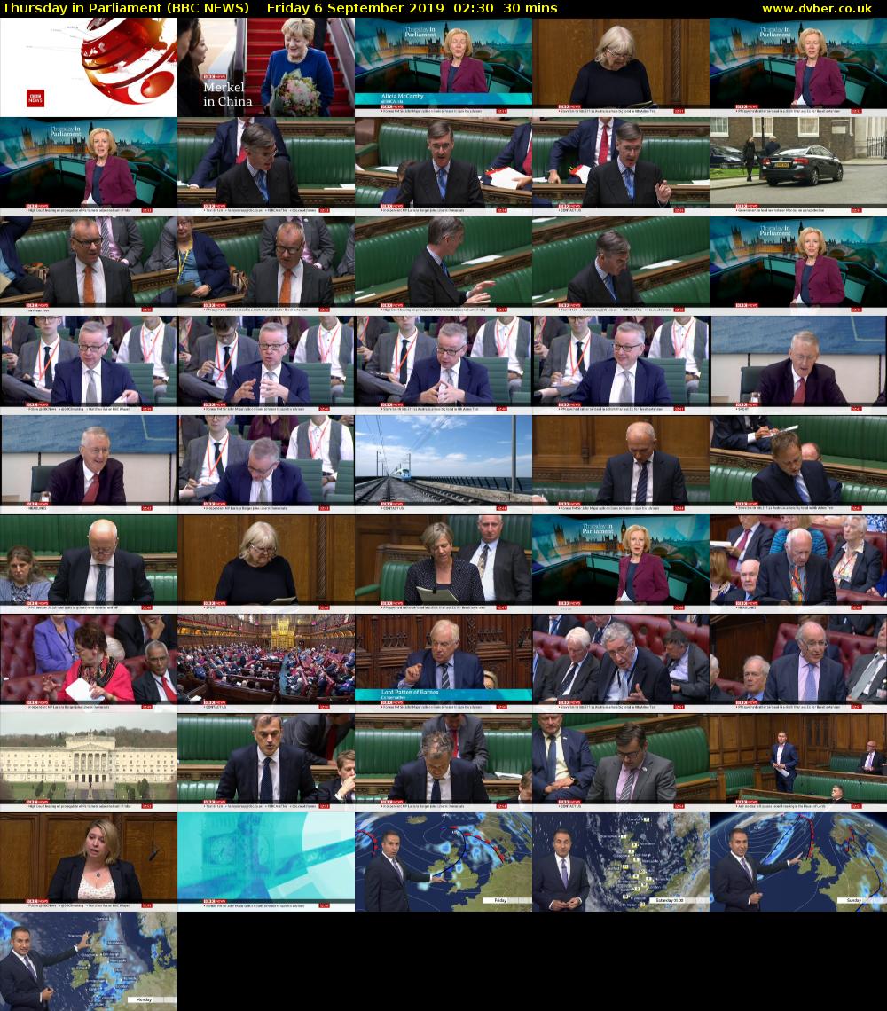 Thursday in Parliament (BBC NEWS) Friday 6 September 2019 02:30 - 03:00