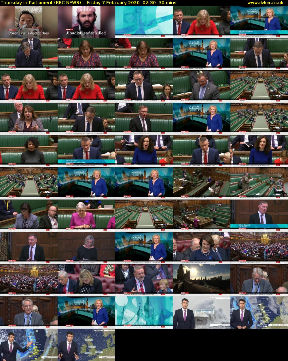 Thursday in Parliament (BBC NEWS) Friday 7 February 2020 02:30 - 03:00