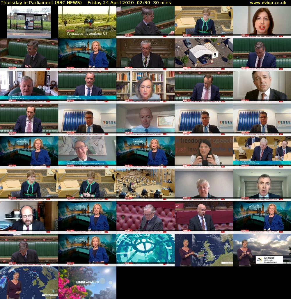 Thursday in Parliament (BBC NEWS) Friday 24 April 2020 02:30 - 03:00