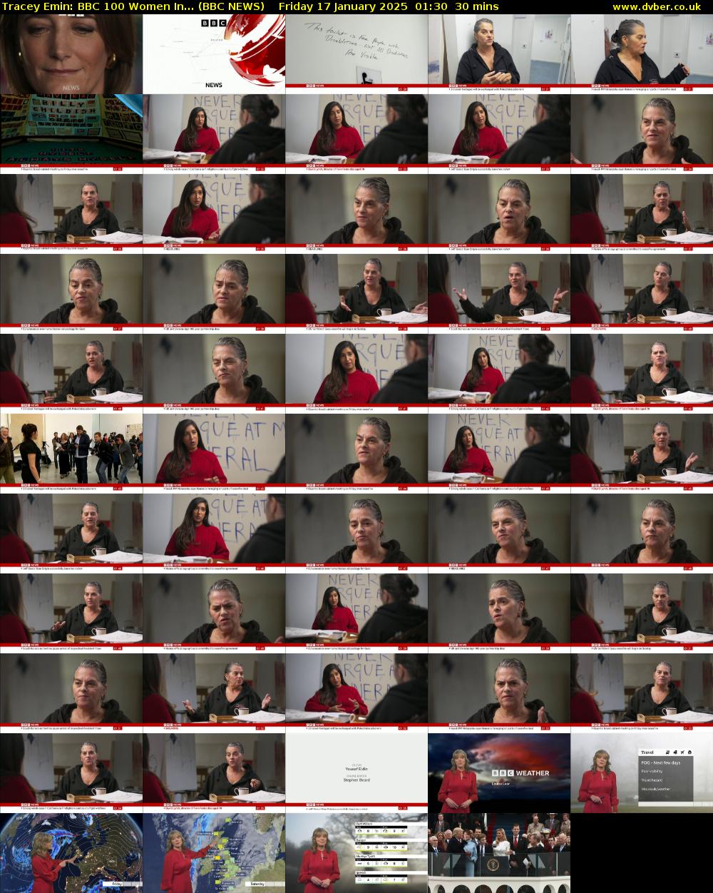 Tracey Emin: BBC 100 Women In... (BBC NEWS) Friday 17 January 2025 01:30 - 02:00