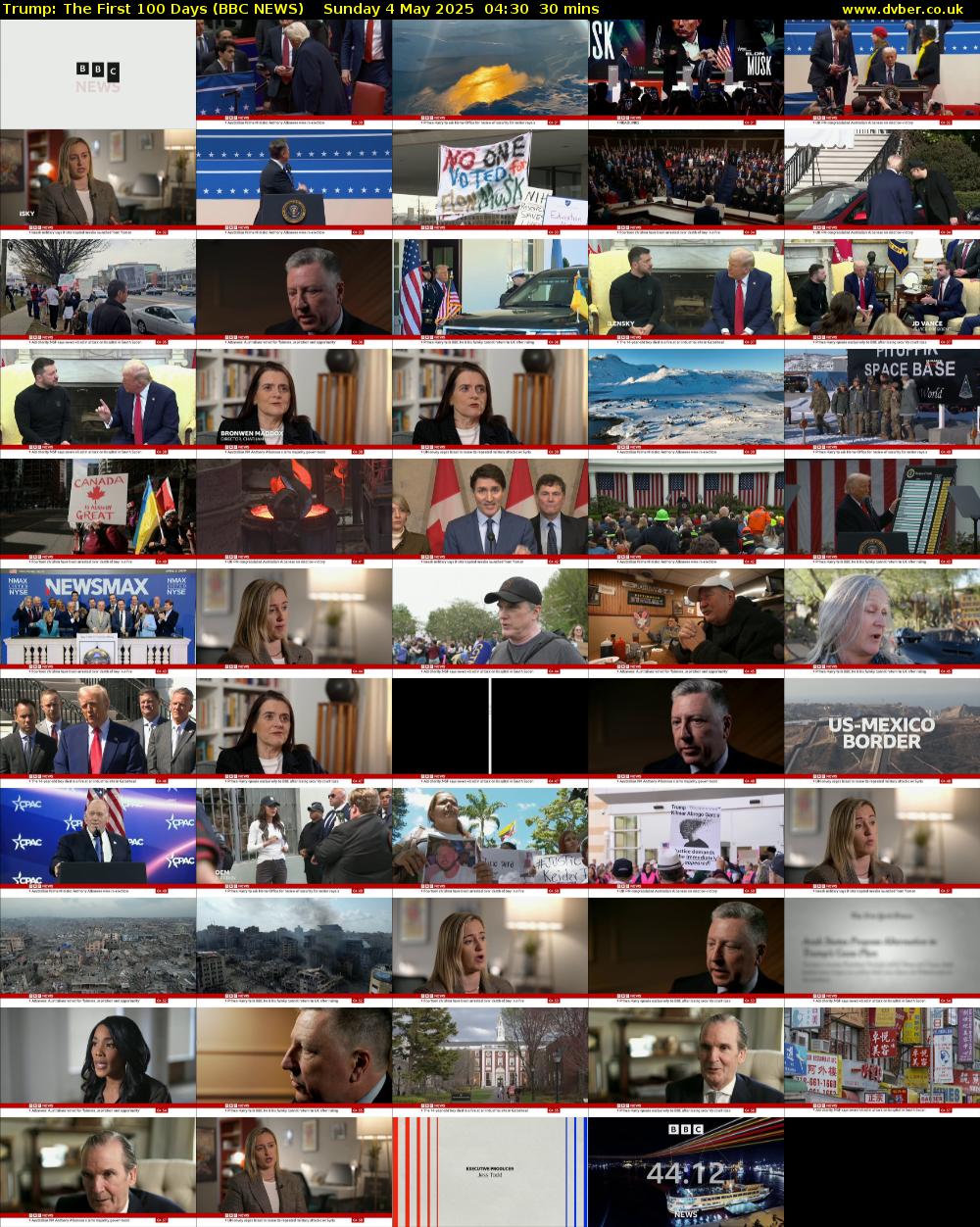 Trump: The First 100 Days (BBC NEWS) Sunday 4 May 2025 04:30 - 05:00