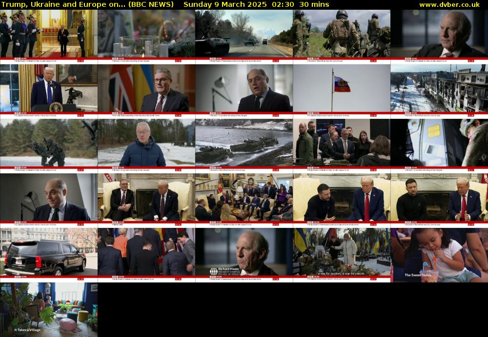 Trump, Ukraine and Europe on... (BBC NEWS) Sunday 9 March 2025 02:30 - 03:00