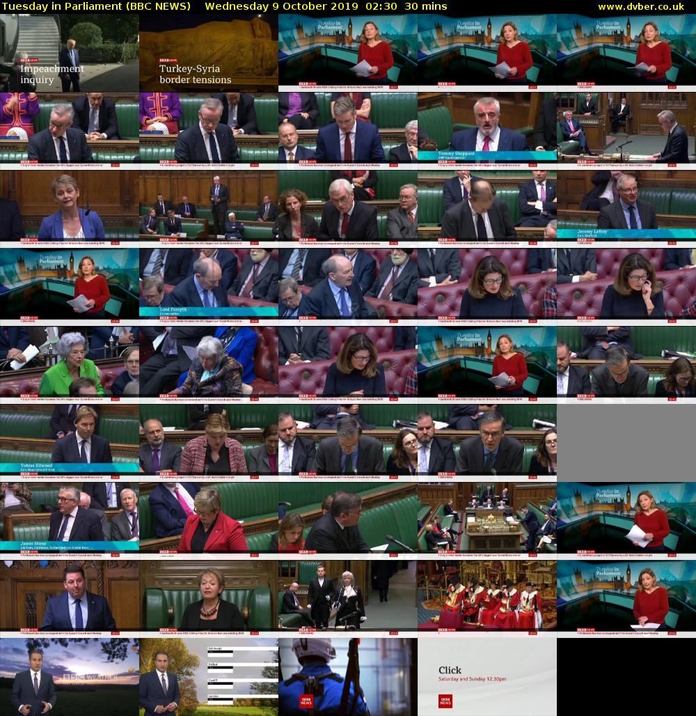 Tuesday in Parliament (BBC NEWS) Wednesday 9 October 2019 02:30 - 03:00