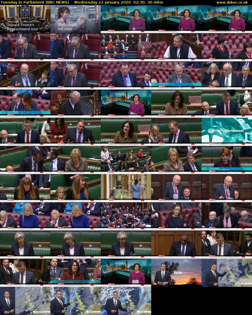 Tuesday in Parliament (BBC NEWS) Wednesday 22 January 2020 02:30 - 03:00