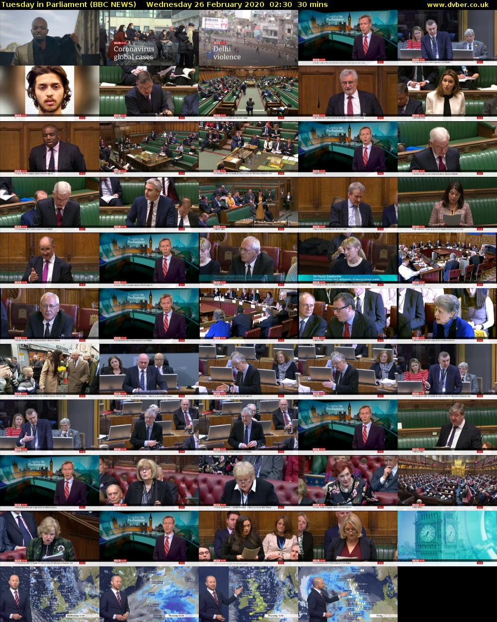 Tuesday in Parliament (BBC NEWS) Wednesday 26 February 2020 02:30 - 03:00