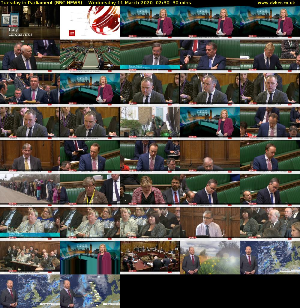 Tuesday in Parliament (BBC NEWS) Wednesday 11 March 2020 02:30 - 03:00