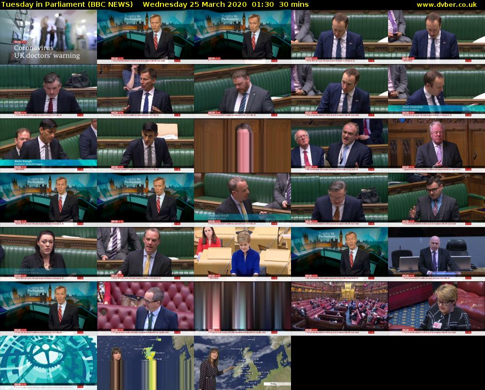 Tuesday in Parliament (BBC NEWS) Wednesday 25 March 2020 01:30 - 02:00