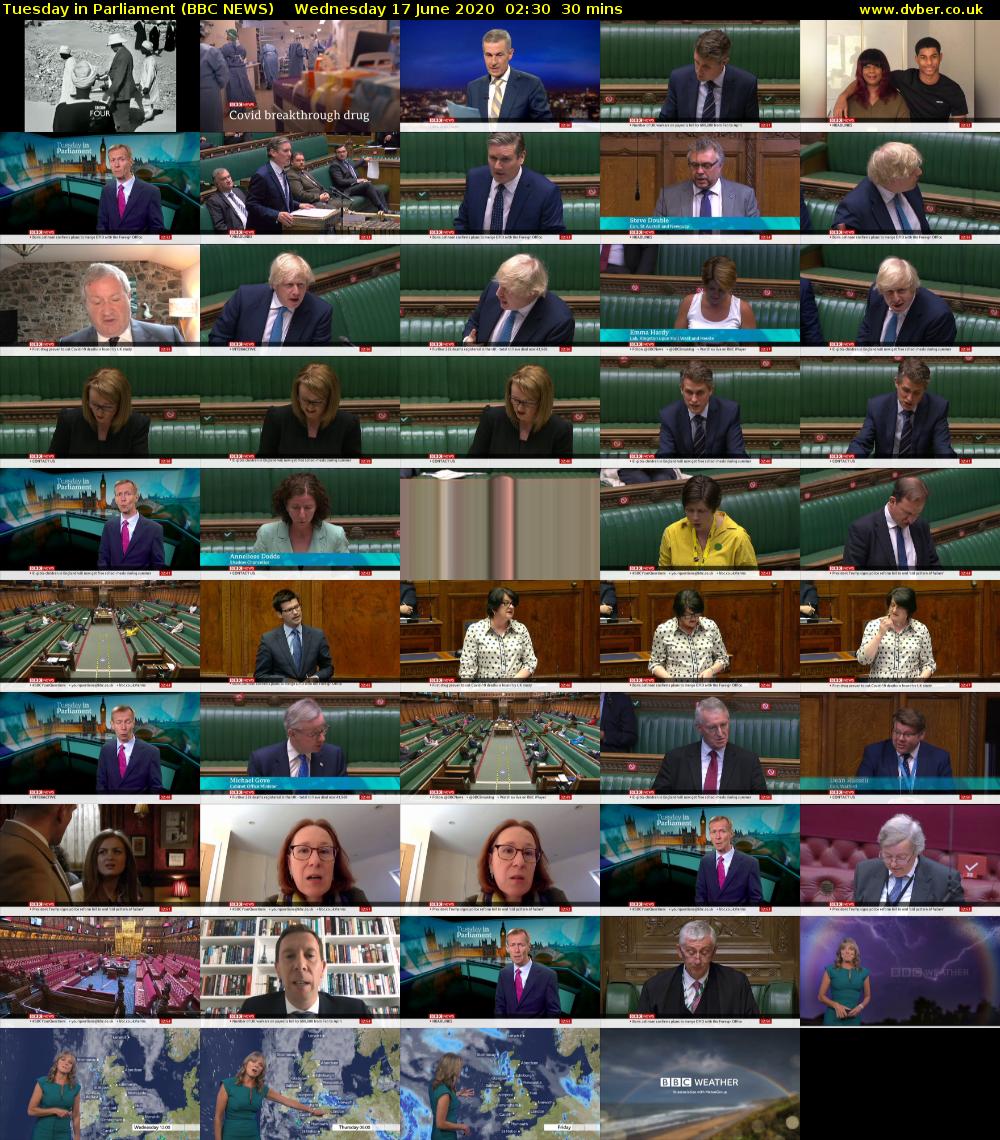 Tuesday in Parliament (BBC NEWS) Wednesday 17 June 2020 02:30 - 03:00